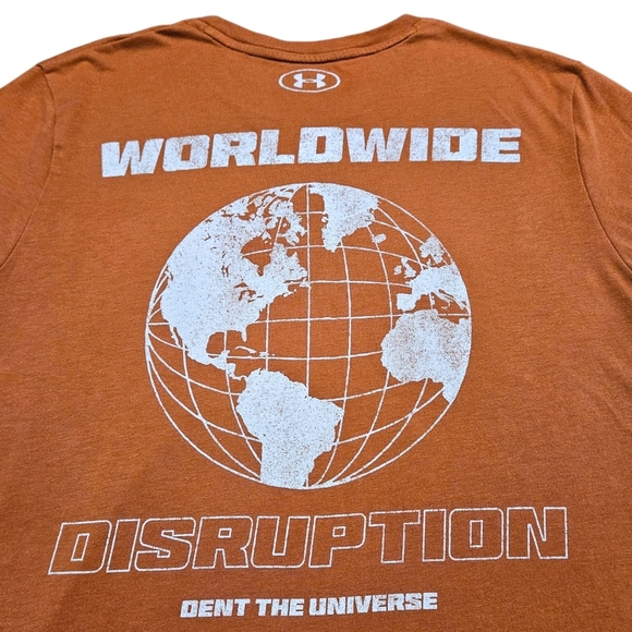 Under Armour Mens T-Shirt Project Rock Iron Paradise Sz S Rust Bull Flame SS22 - Picture 5 of 11